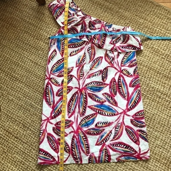 J.CREW linen blend summer dress with ruffle. Single shoulder off shoulder.Floral - Picture 8 of 10